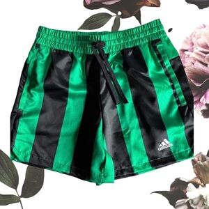 adidas Green and Black Stripe Athletic Shorts